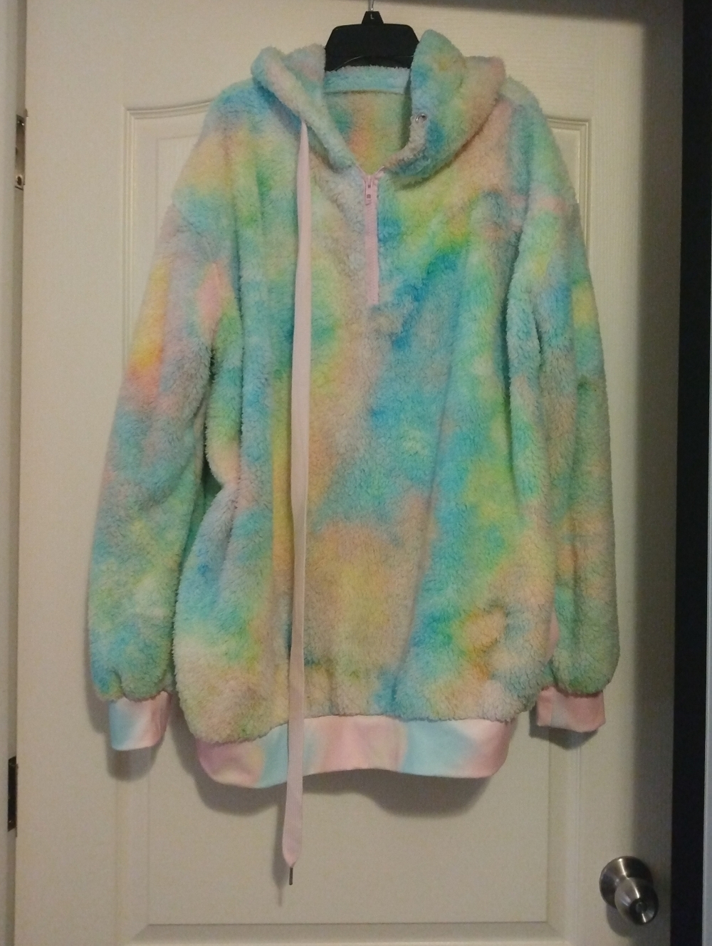 Stunning 1 Of A Kind Rainbow Ombre Pastel Cozy Fleece Hoodie Pull Over Size 2X